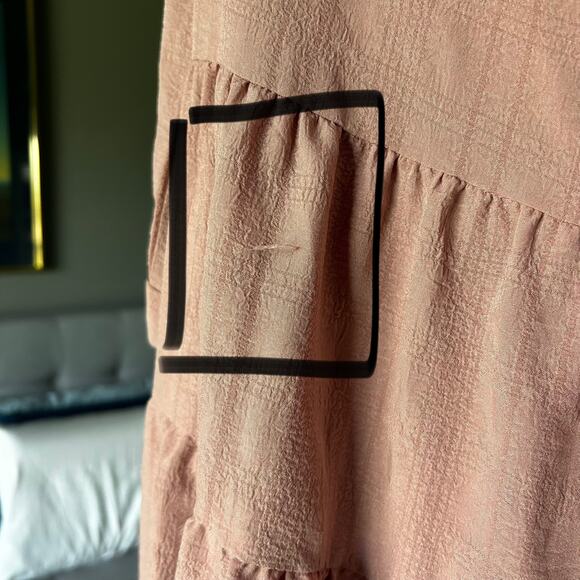 Women's Logenlook Mod Pink 3/4 sleeve short ruffle style dress SZ L flowy comfy - Picture 10 of 10